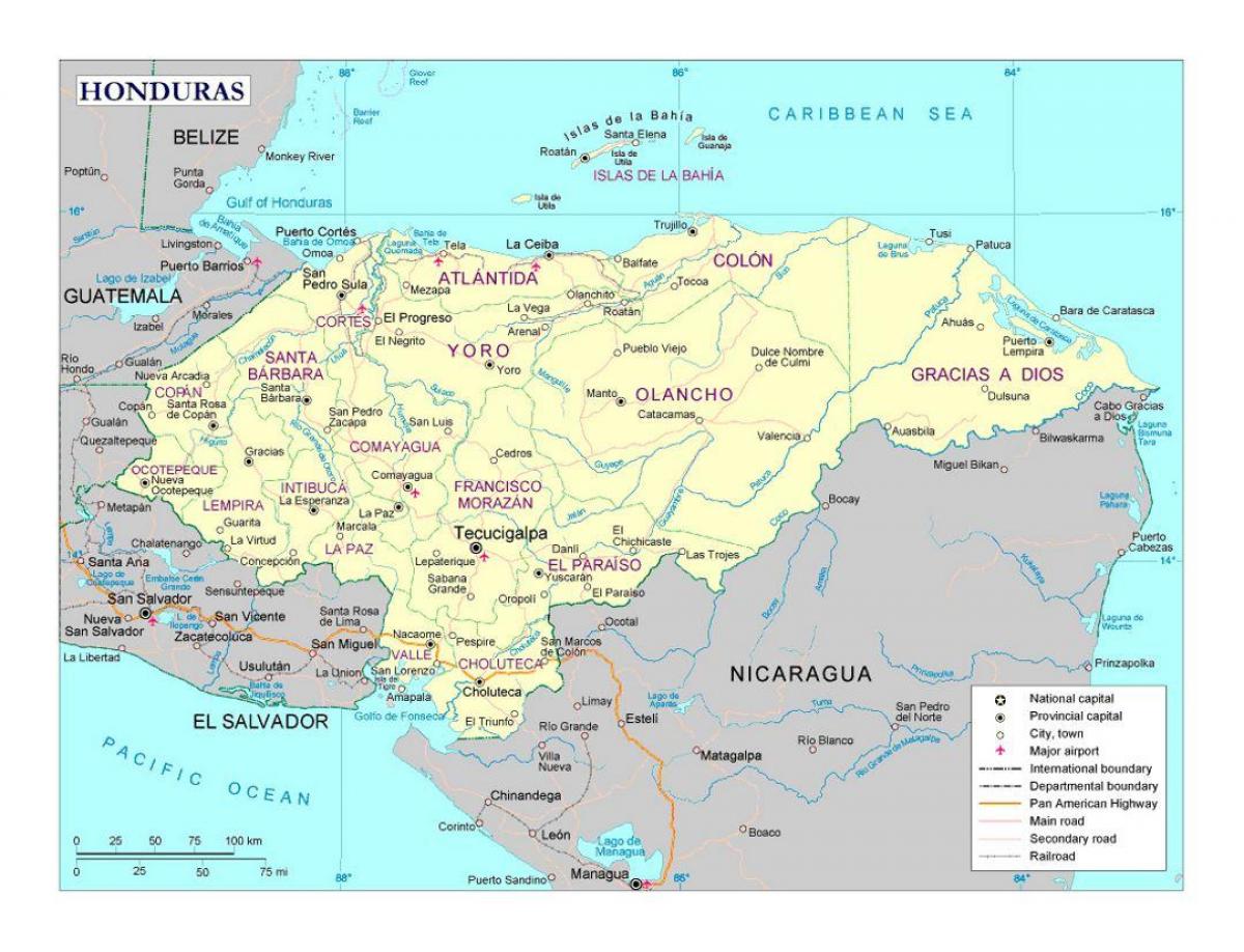 Hondurasu mapa sa gradovima