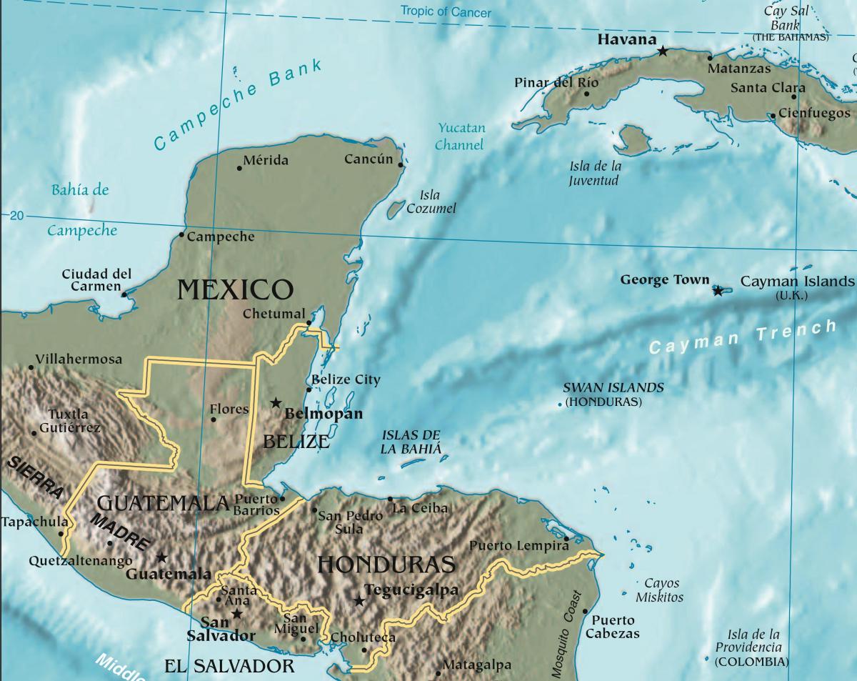 mapa zaliva Hondurasu
