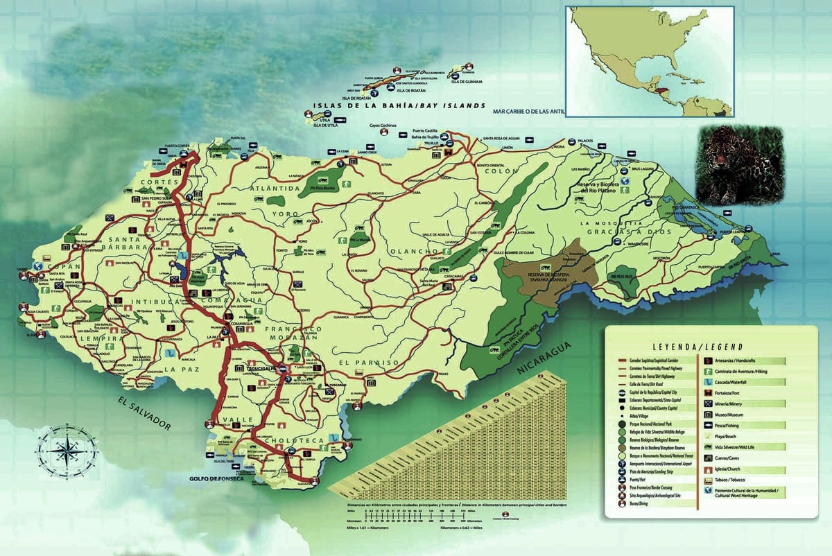 mapa Hondurasu geografiju