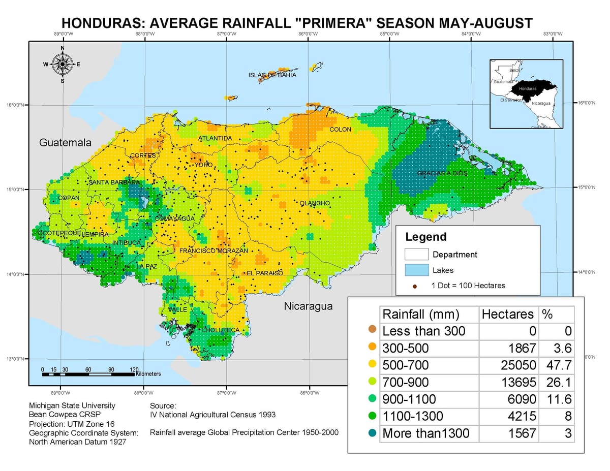 mapa Hondurasu klime