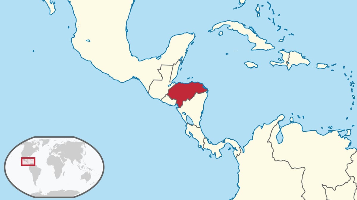 mapa Hondurasu kontinenta
