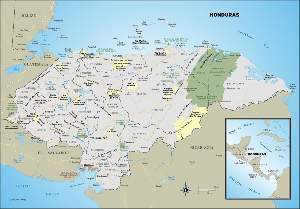 mapa Hondurasu put