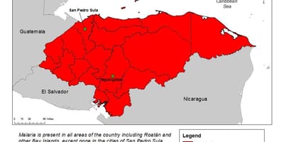 Mapa Hondurasu malariju