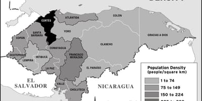 Mapa Hondurasu populacije