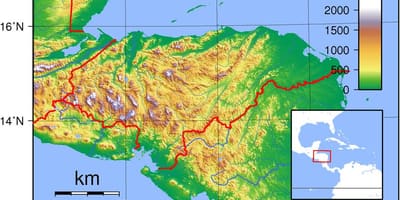 Mapa Hondurasu topografske